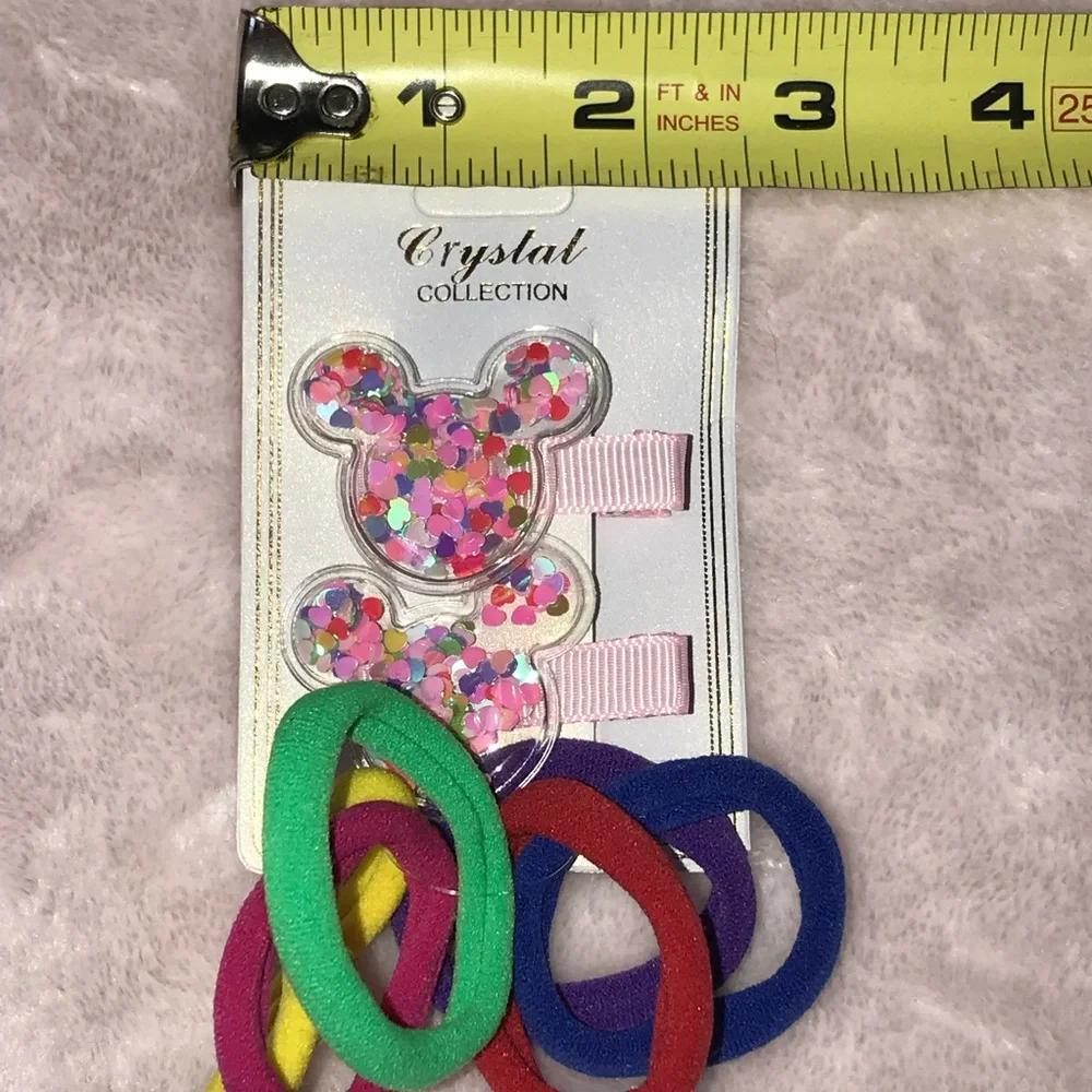 ✨✨5/$10✨✨ Crystal Collection Mouse Hair Clips and Colorful Hair Ties Set New